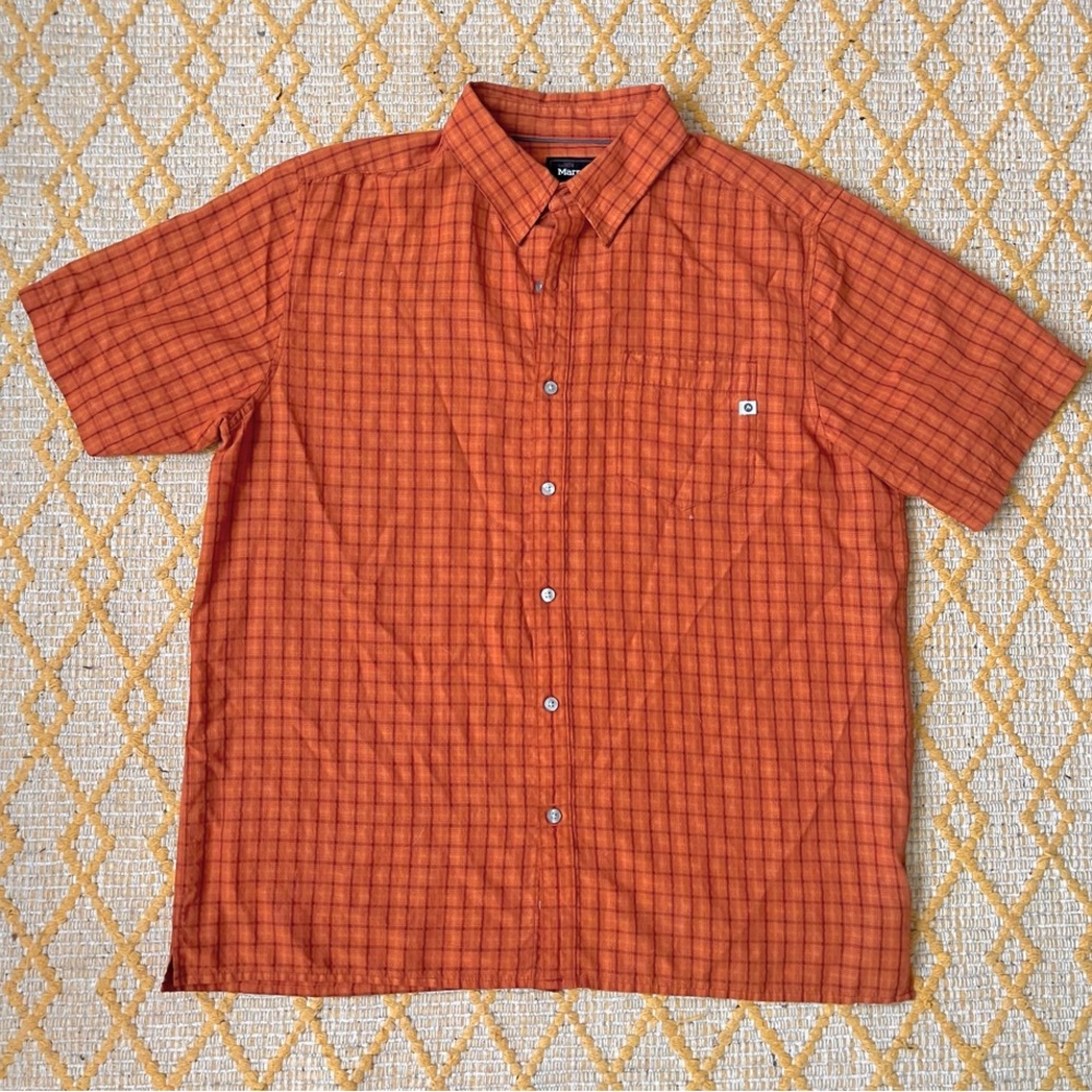 Marmot Men's Orange Checkered Shirt - Large